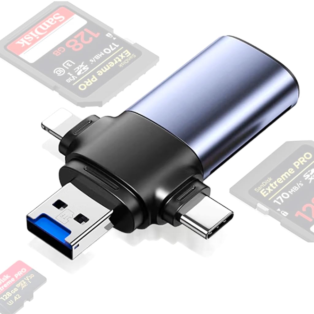 Verilux Card Reader for iPhone 3 in 1 Multi Card Reader with Protective Caps Type C Card Reader USB Card Reader with Dual SD Card Slots & TF Card Slot Universal Card Reader for iPhone, Tablet, PC Verilux Card Reader for iPhone 3 in 1 Multi Card Reader with Protective Caps Type C Card Reader USB Card Reader with Dual SD Card Slots & TF Card Slot Universal Card Reader for iPhone, Tablet, PC